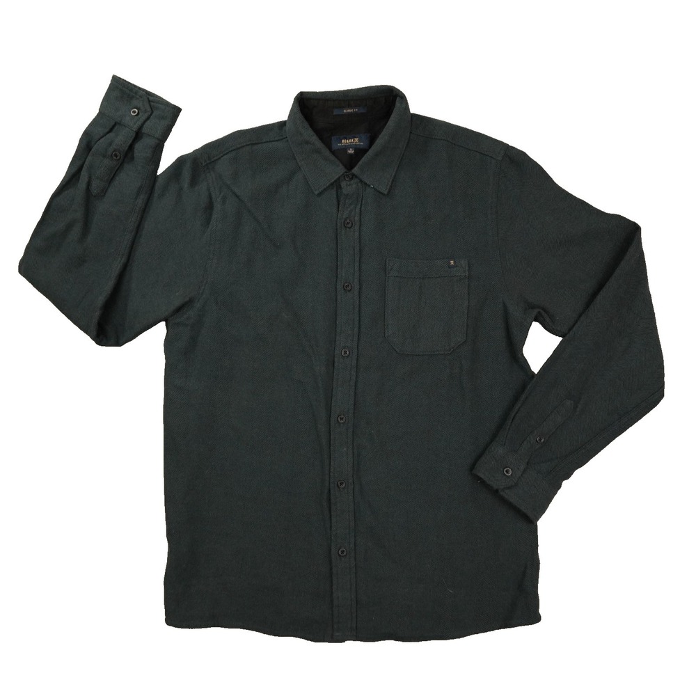 Roark Crossroads Organic Cotton Flannel Button Up Shirt Men's Medium Grey
